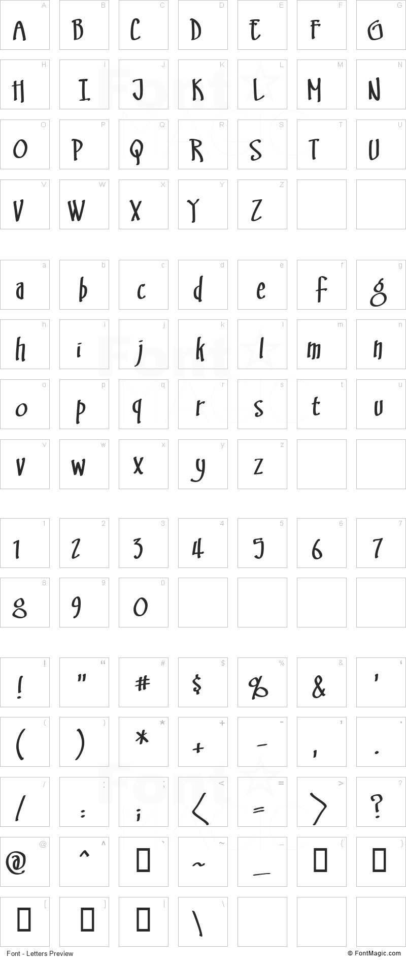 Swingset BB Font - All Latters Preview Chart
